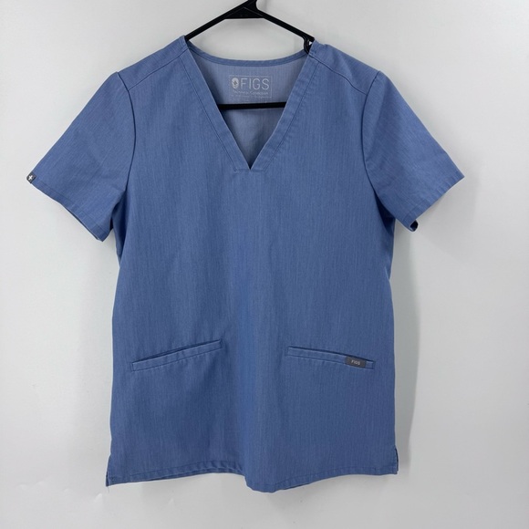 Figs Blue V-Neck Scrub Top for Medical Professionals - Picture 2 of 6